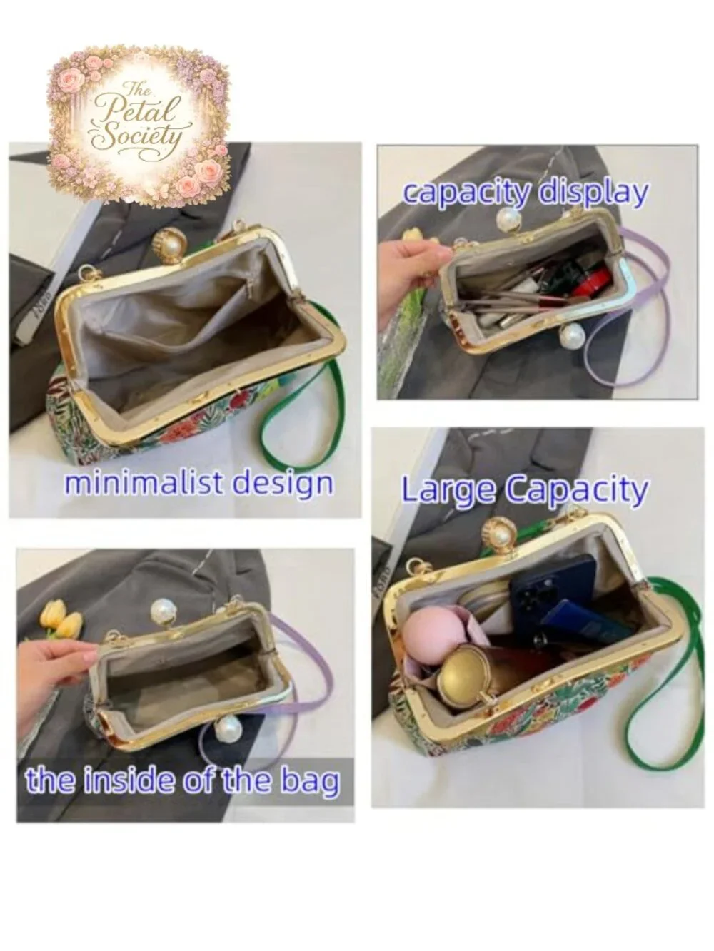 Floral & Leaf Print Crossbody Bag with Adjustable Strap - Women Trendy Handbag